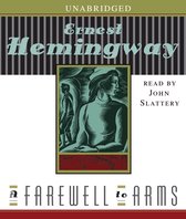 Boekhoes 'A Farewell to Arms' van Ernest Hemingway, gelezen door John Slattery. Illustratie van twee figuren.