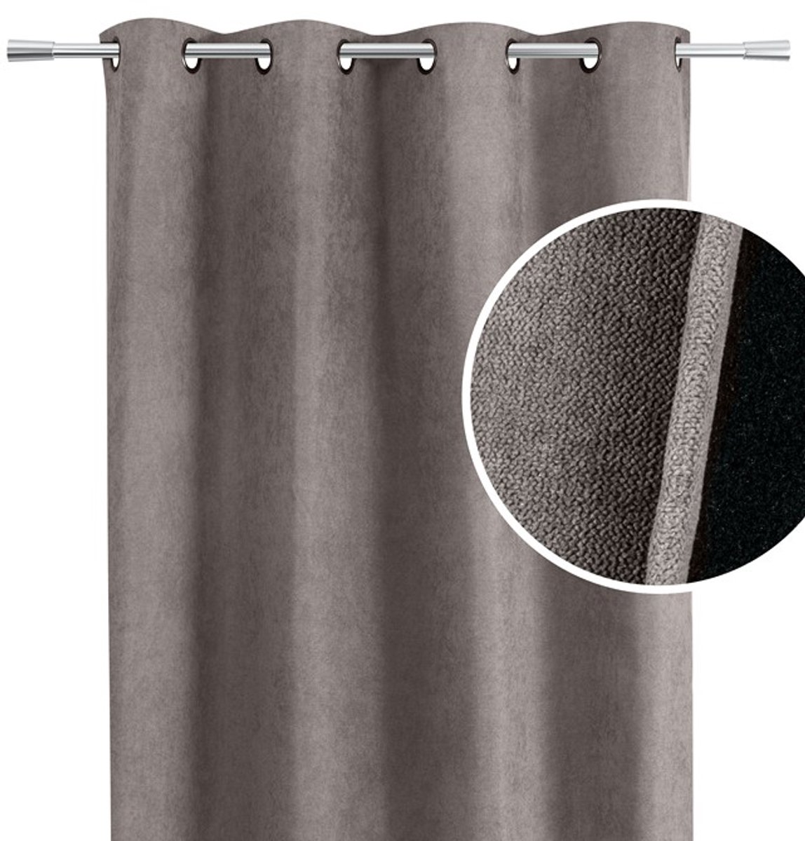 Home Style Alina Kant-en-Klaar Gordijn Bruin | 140x260 cm | Verduisterend & Thermisch | Met Ringen | 100% Polyester 420 g/m² | Per Stuk