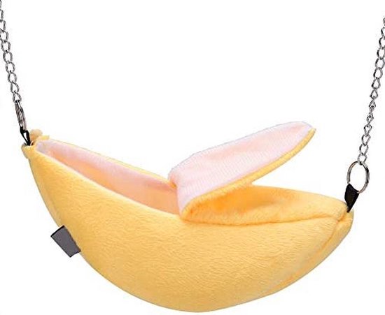 Foto: Knaak hamster hangmat geel banaan vorm voor knaagdieren