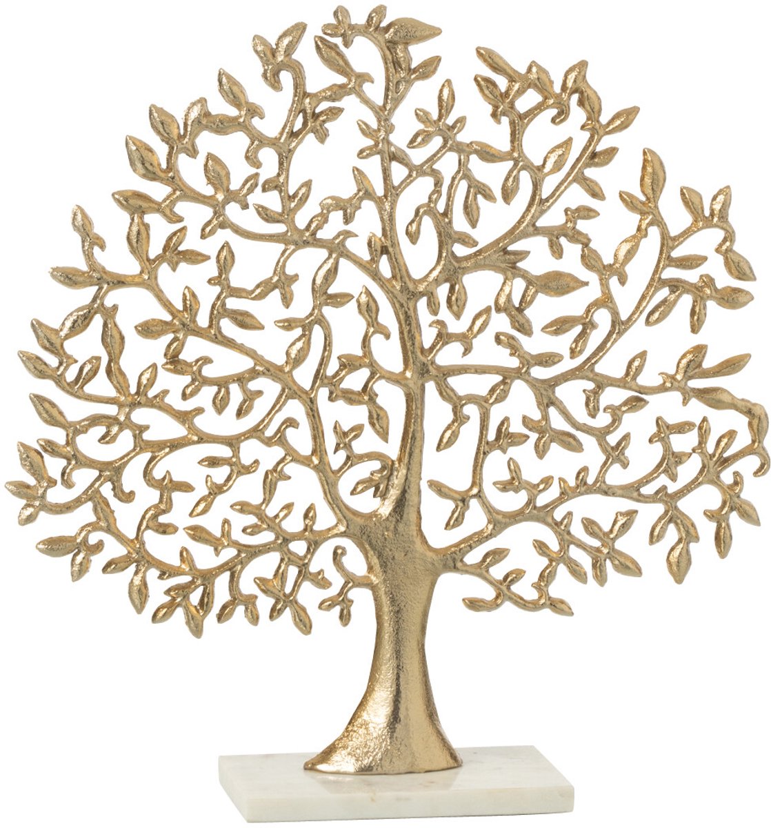 J-Line decoratie Boom Feuille - aluminium - goud - small