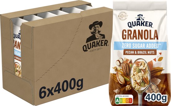 Quaker Granola Zero Sugar Added Pecan & Brazil Nuts - Ontbijtgranen - 6 x 400 gram