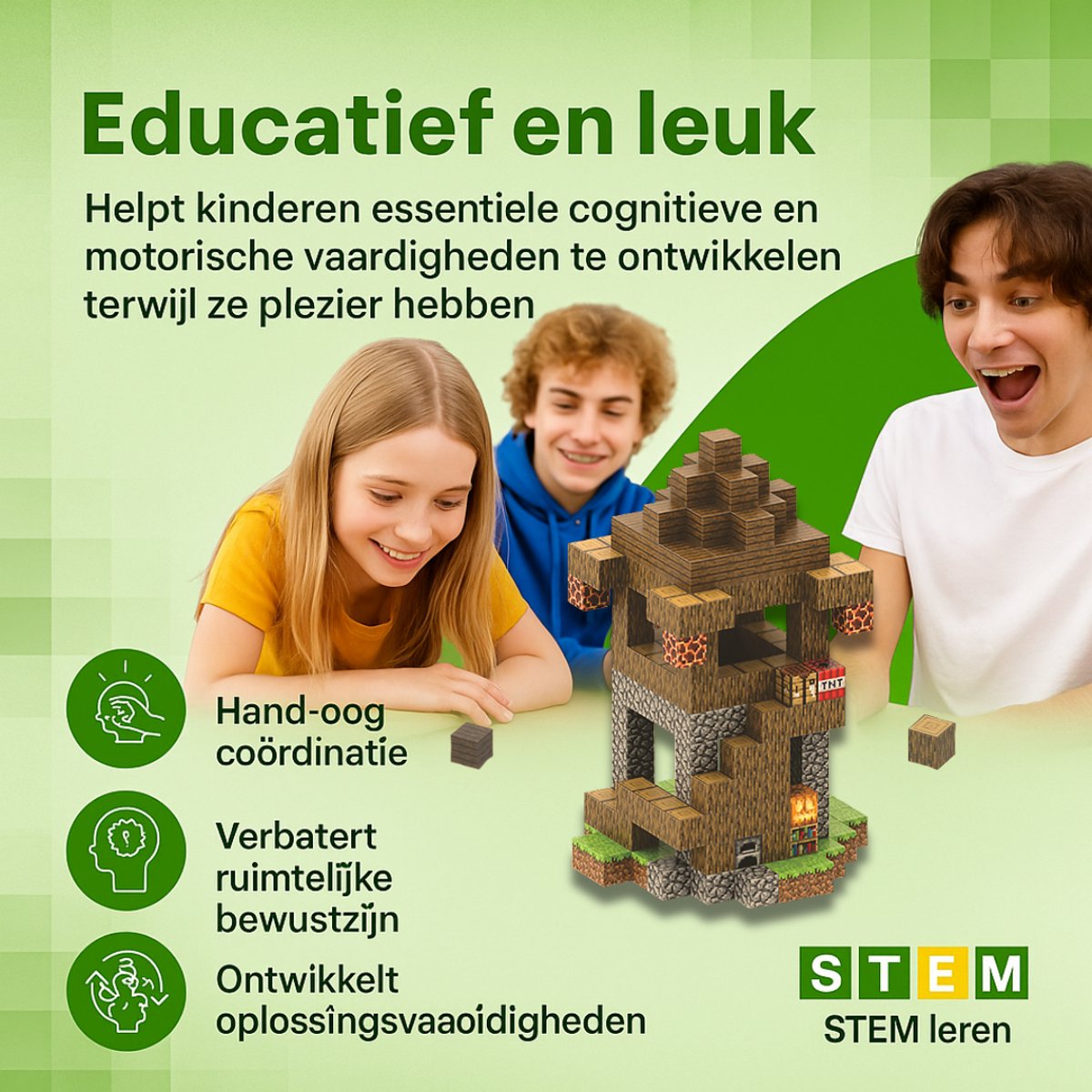 Magnetisch speelgoed – magnetisch bouwspeelgoed 224 stuks – magnetische bouwstenen - magnetische blokken – montessori speelgoed – magneten speelgoed - Uitkijktoren — cadeau in Spellen & Speelgoed - foto 4