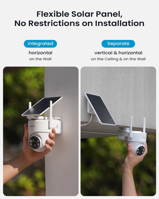 2K/3MP 360° PTZ-beveiligingscamera voor buiten - 2.4G WIFI - met verwijderbaar zonnepaneel - PIR-bewegingsdetectie - kleuren nachtzicht - IP65 — afbeelding 2