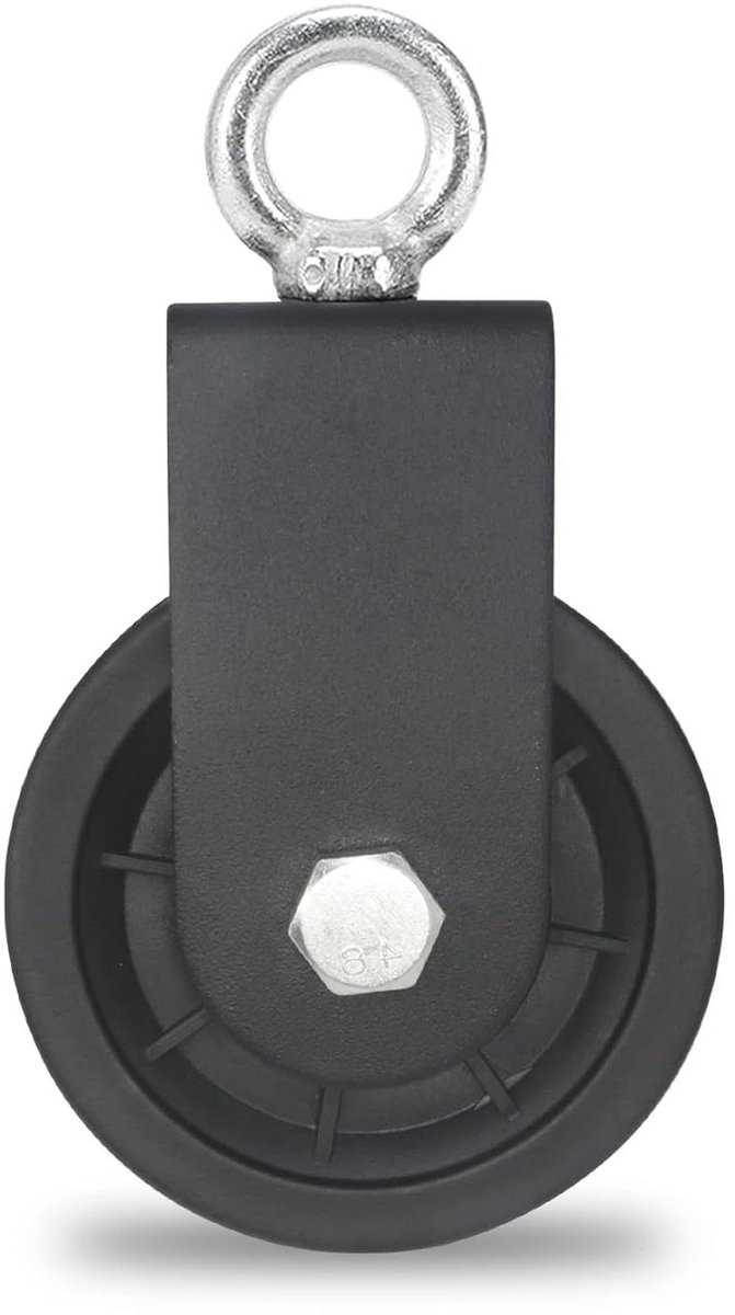 Allecto Premium - 90 mm katrol fitnessapparaten voor touwen en gym, draagkracht 160 kg, zwart - 1 stuk