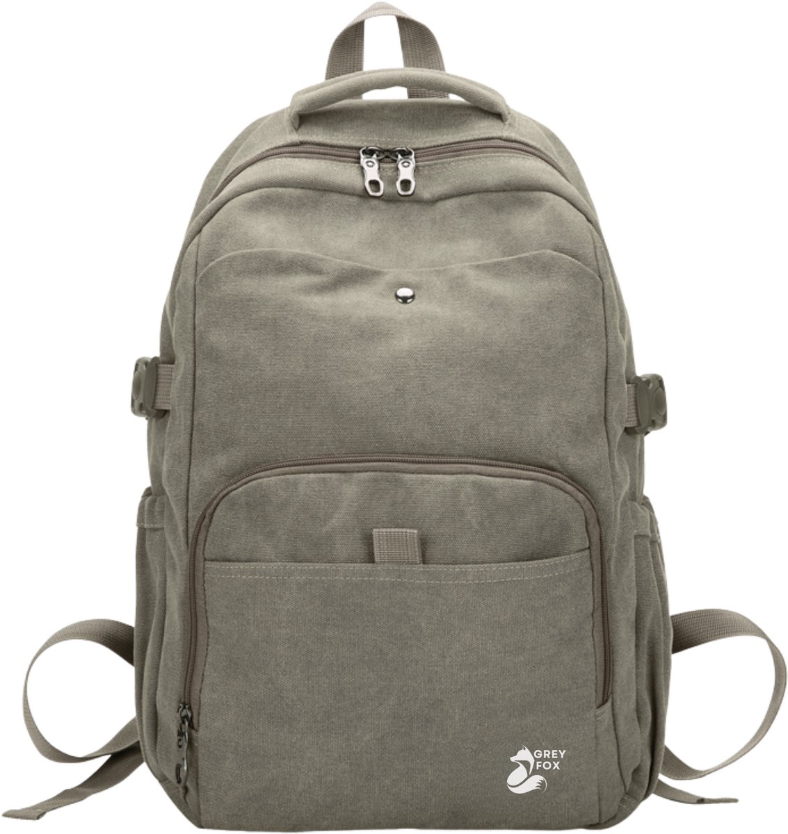 Grey Fox Canvas Laptop Rugzak - Rugtas - Geschikt tot 15.6 inch Laptops - Schooltas - 24L Ruime Capaciteit - 6 Vakken - Khaki