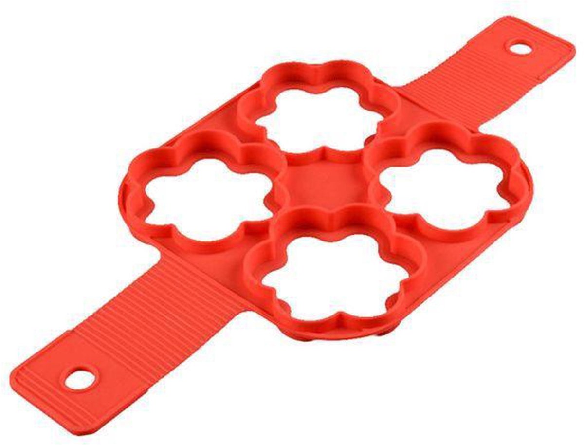 Scoby - Bakvorm - Pannenkoekenvorm - Eivorm - Pancake Mold - Bloemvorm - Valentijnsdag - Ontbijt - Rood