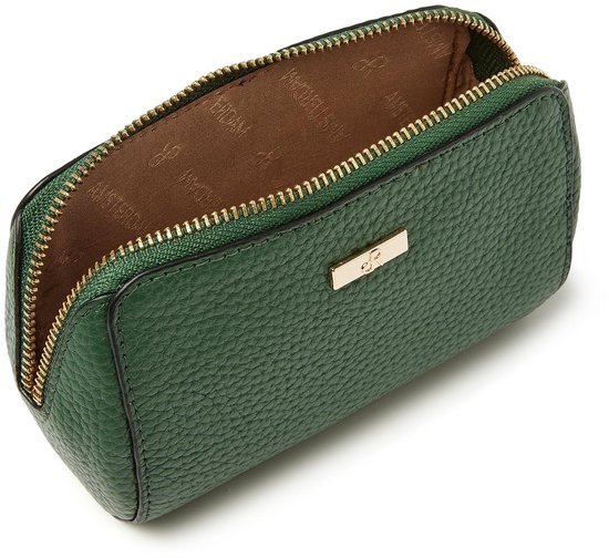 Trousse de maquillage dR Amsterdam | Trousse de maquillage petite| Petite trousse de maquillage pour femme | Petite trousse à maquillage 100% cuir de vachette pleine fleur | Idéal pour ranger votre maquillage en toute sécurité | Menthe - 110631 Vert