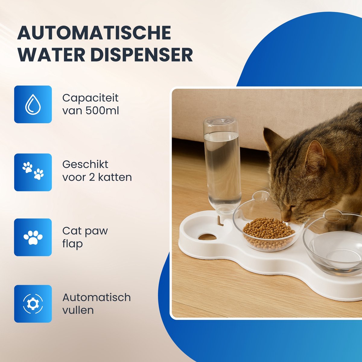 Automatische voer- en waterdispenser voor honden, katten ... : Kattenvoer Dispenser Automatische kattenvoerdispenser en kattenwaterdispenser in set,... Automatische voer- en waterdispenser voor huisdieren, 2-in-1