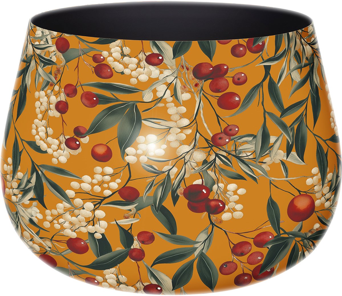 by Mooss - Bloempot - Planter - Floral - Epoxy - Ø 60 x 45 cm - Groot - Orange - Handgemaakt - Metaal - Trendy - Hip - Metallic - Highlight - Bessen