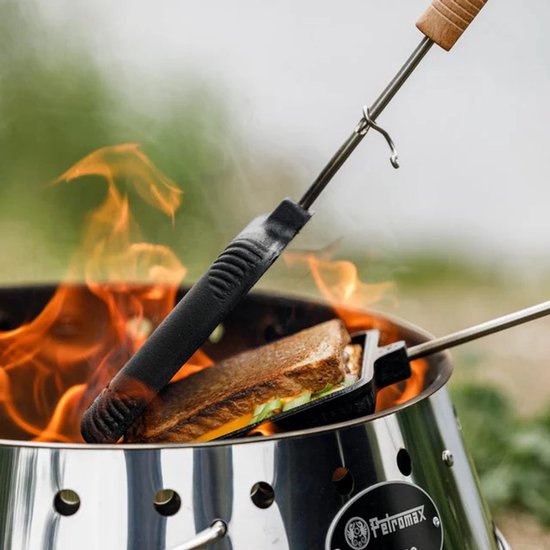 Denash Gegrilde Tosti-ijzer Antiaanbak - Dubbelzijdig Voor Kookplaat & Kampvuur Zwart