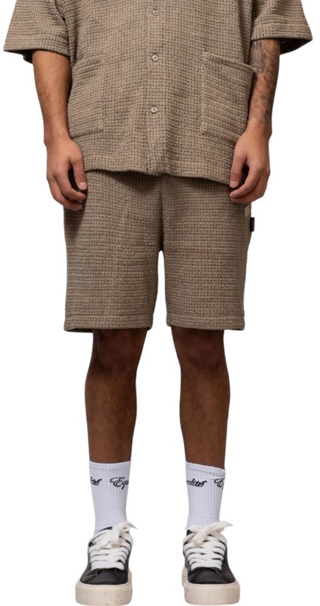 Equalite Heren Korte Broek Bruin EQ.25.2.8.21/170 LYRA KNITTED CROCHED SHORTS