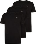 Drie zwarte regular fit T-shirts met korte mouwen en een kleine witte 'Petrol' tekst opdruk op de linkerborst.