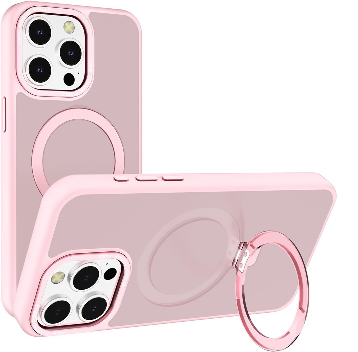 Multimedia & Accessoires Magsafe TPU Back Cover Case Hoesje met Stand geschikt voor Apple iPhone 16 – Roze – Zachte Plastic - Siliconen – Harde Plastic – Soft Case – Flexibel