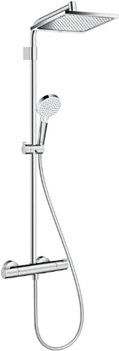 Thuys – Douchesysteem Met Thermostaat – Regendouche 240 x 240 mm – Handdouche 2 Jets – Rechthoekige Douchekop 1 Jet – Chroom