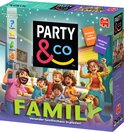 Doos van het bordspel "Party & Co. Family" met een spelende familie.