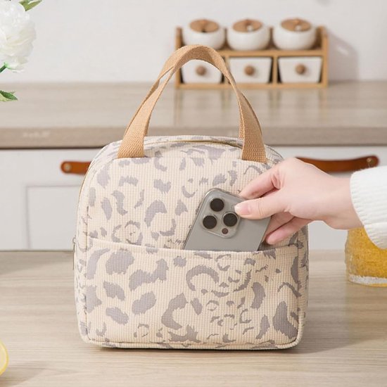 Kinderlunchtas - Herbruikbare lunchtas - Lunchtas - Lunchtas voor jongens en meisjes - 6L minikoeltas - Kleine geïsoleerde picknicktas - Voor werk, school, picknick, reizen (beige) van Merkloos — afbeelding 3