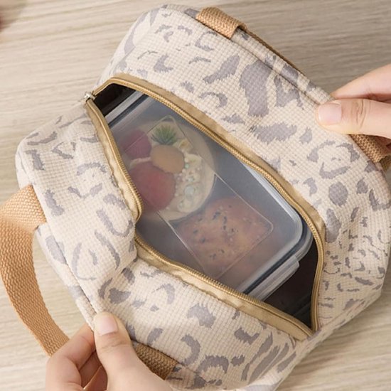Kinderlunchtas - Herbruikbare lunchtas - Lunchtas - Lunchtas voor jongens en meisjes - 6L minikoeltas - Kleine geïsoleerde picknicktas - Voor werk, school, picknick, reizen (beige) van Merkloos — afbeelding 2