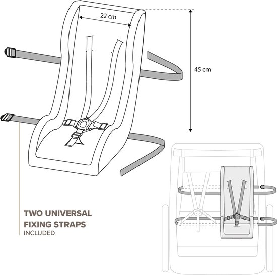 Polisport Mini Pelican Dreumesschaal/Stoelverkleiner voor fietskar of bakfiets - Faux Schapenvacht - 5 puntsgordel van Polisport — afbeelding 5
