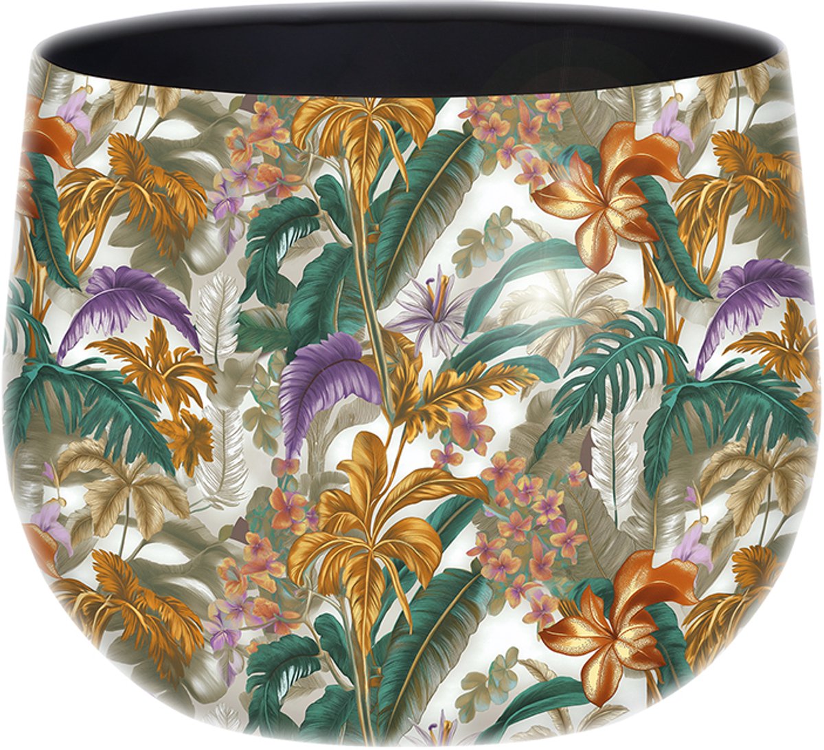 by Mooss - Bloempot - Planter - Floral - Epoxy - Ã˜ 16.5 x 14 cm - L - Wit - Handgemaakt - Metaal - Trendy - Hip - Metallic - Highlight - Bloemen - Takken
