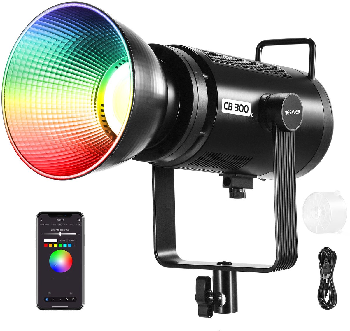 NEEWER CB300C, 300 w RGB LED videolight, lamp voor foto of video, app en 2.4khz sturing