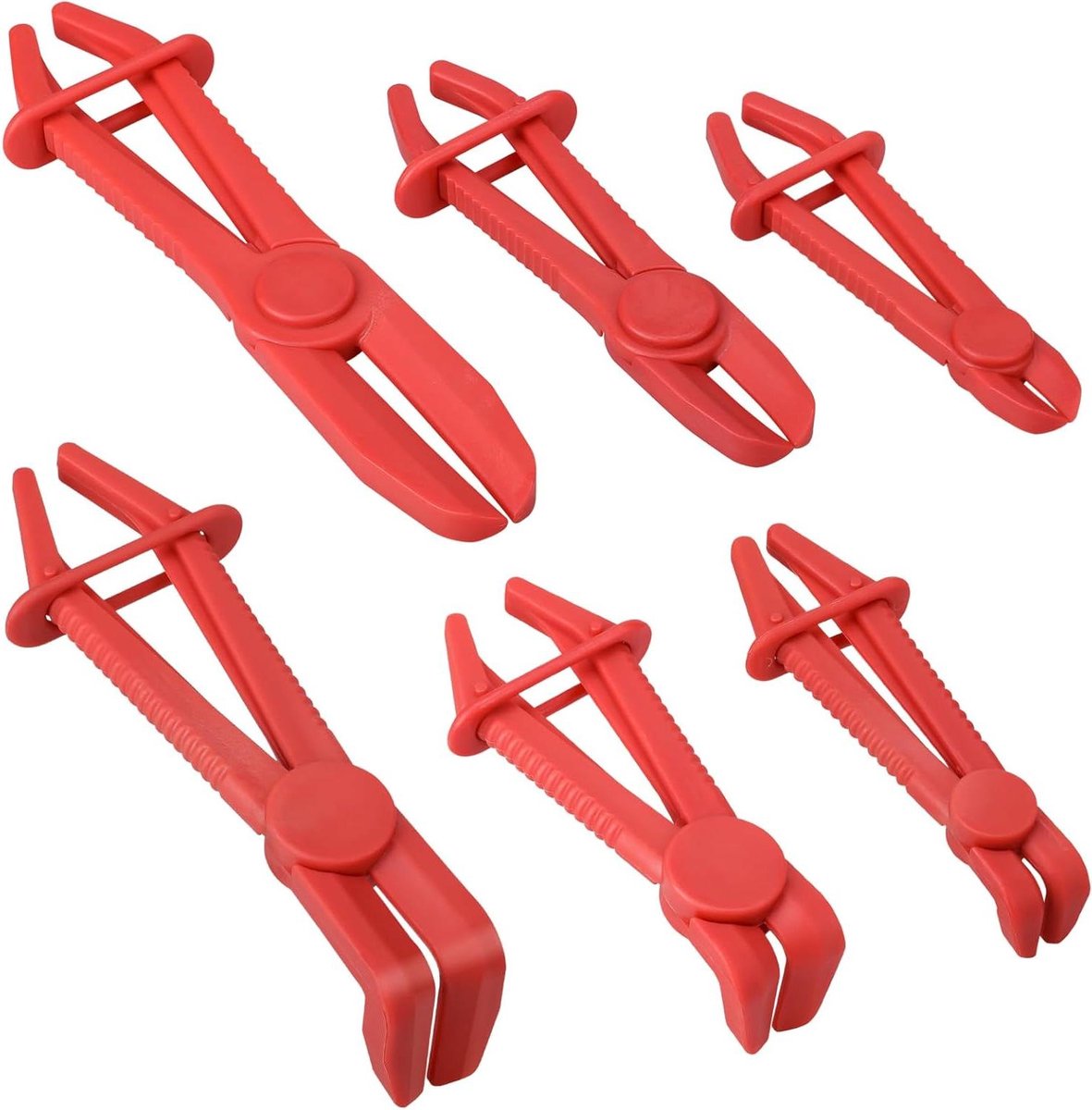 Allecto Premium - 6-delige slangklem tangen set voor remleiding en brandstofleiding - Rood