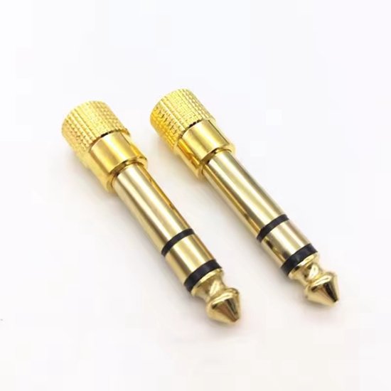 Audio Plug 2 stuks - 6.35mm Jack (m) naar 3.5mm Jack (v) - Stereo AUX Adapter - Mini jack naar jack - Verguld Metaal