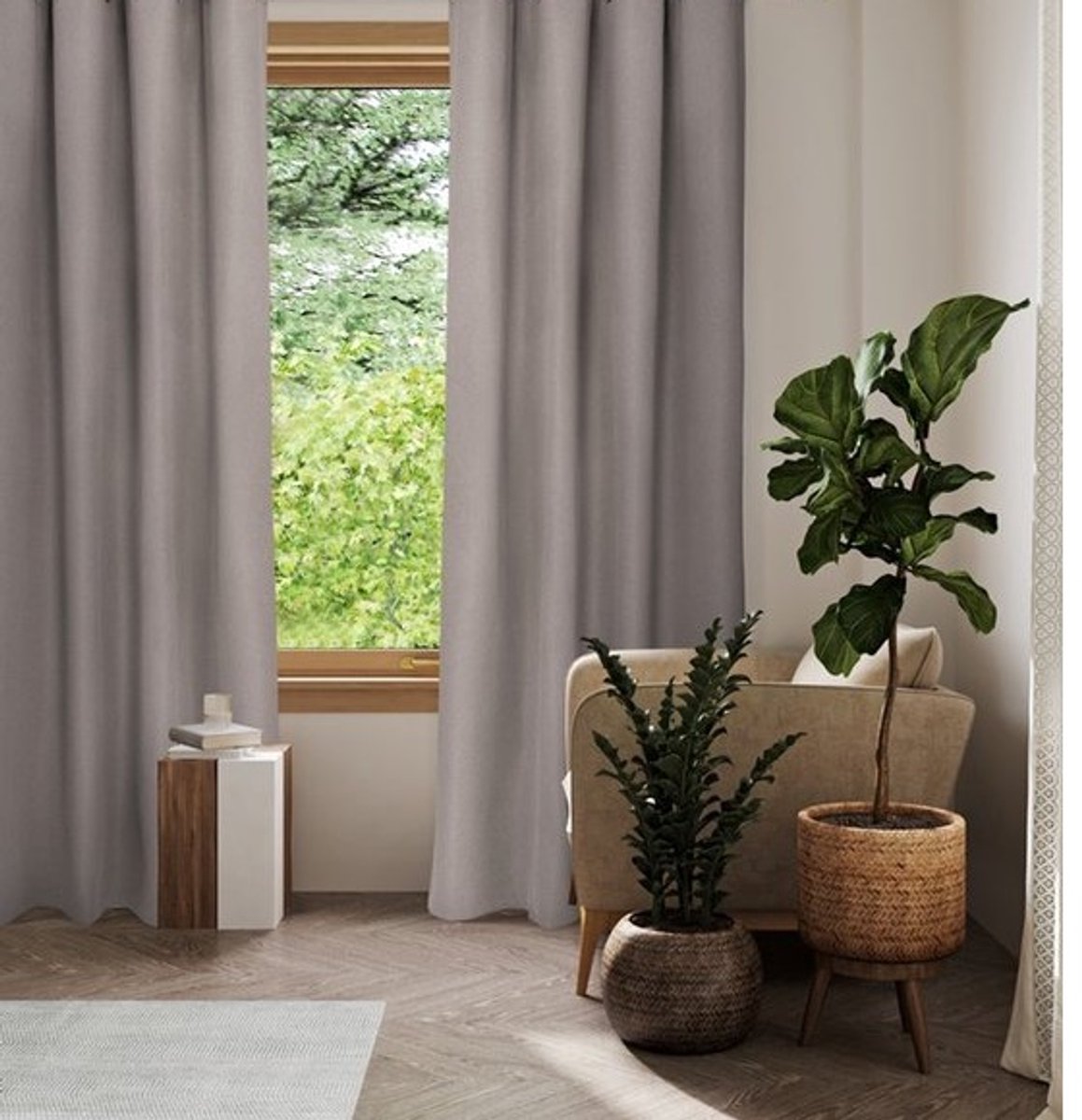 Home Style Gregor Kant-en-Klaar Gordijn Beige | 140x250 cm | Thermisch & Lichtdoorlatend | Met Haakjes | 100% Polyester 210 g/m² | Per Stuk