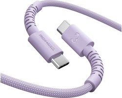 Fresh ‘n Rebel FlexWave USB-C naar USB-C Oplaadkabel - Extra lang (2m) - Siliconen gevlochten kabel - Ultraflexibel - 100W - Dreamy Lilac