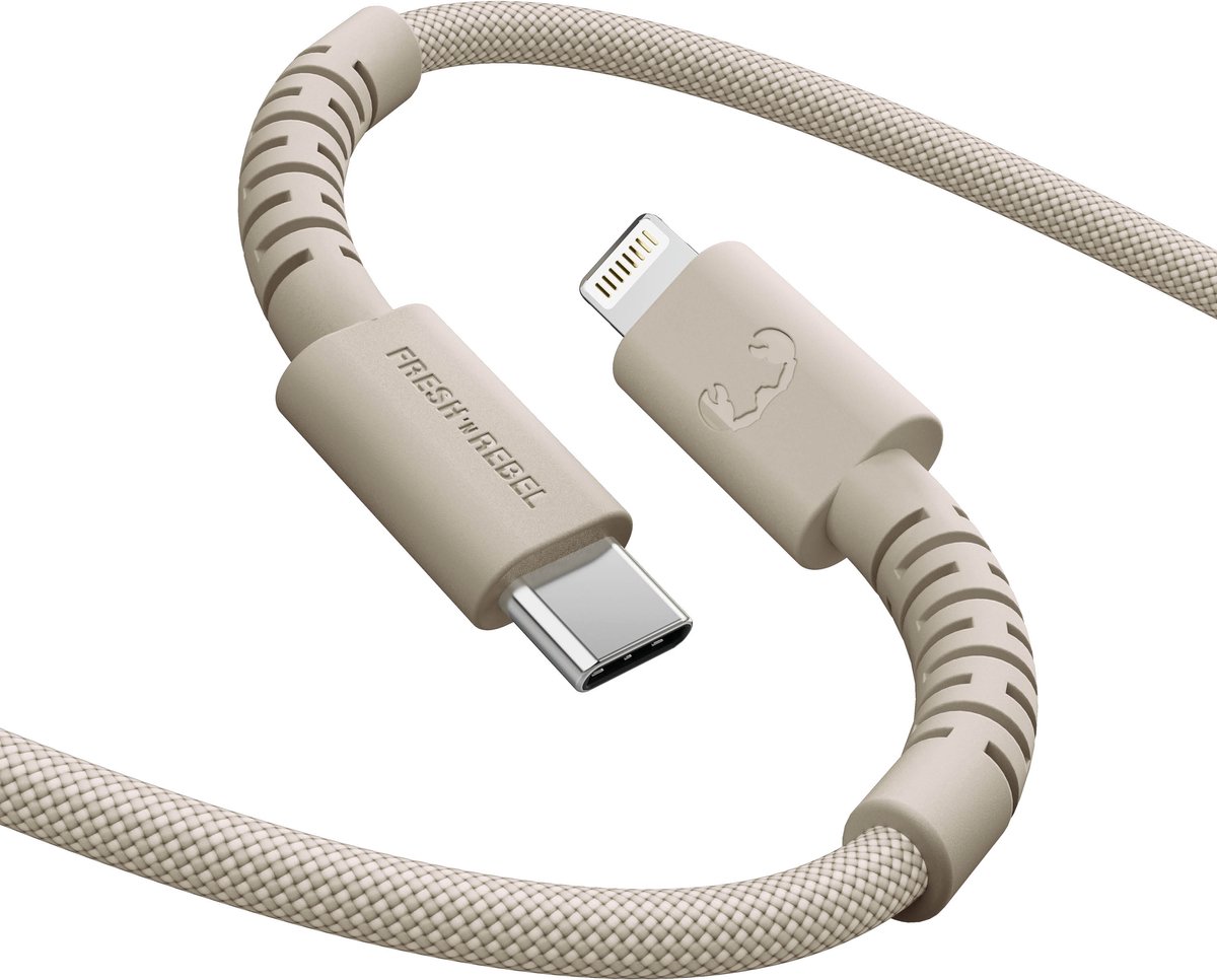 Fresh 'n Rebel Flexwave Silicone Braided Usb-c Naar Lightning Usb-kabel 2 M Silky Sand