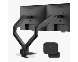 BenQ ergo monitor arm 2 schermen zwart BDH01 - Monitorstandaard met gasveer voor 2 schermen tot 35 inch' en 20 kg - Zware uitvoering - Snelle montage - Geen wiebelen - Bovenklem en kabeltule in voet - Versterkingsplaat - VESA 75x75 en 100x100 mm