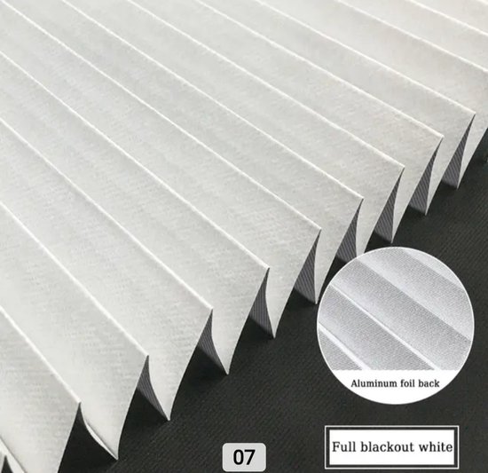 Store plissé occultant, résistant à la chaleur et isolant - Wit - Largeur max 90 cm à Longueur 210 cm - facile à raccourcir - 100% étanche à la lumière - résistant à la chaleur - Facile à installer sans perçage