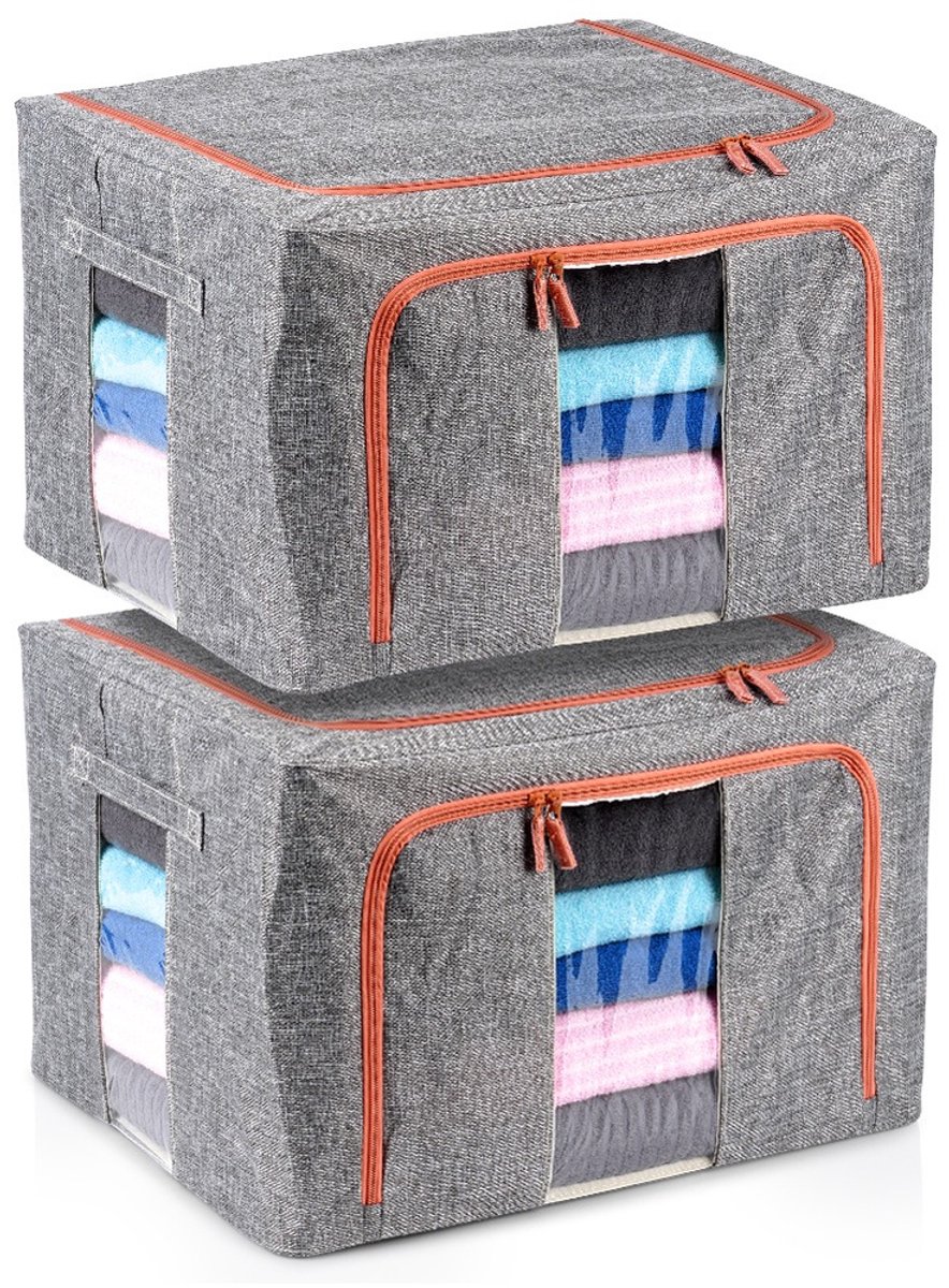 Opbergtas voor Beddengoed 66 l 2 stuks - Opbergzak - Organizer voor Dekbed Kleding - Opslag - Onderbed - Draagtas