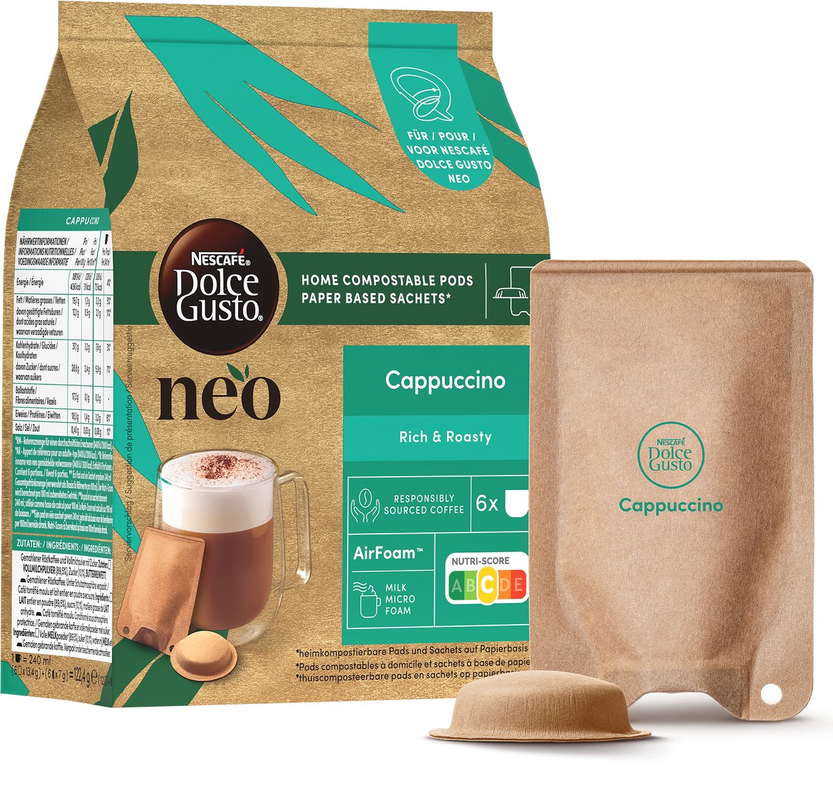 NESCAFÉ Dolce Gusto NEO koffiepads en sachets Cappuccino - 5x 6 pads + 6 sachets voor 6 koppen koffie thumbnail 5
