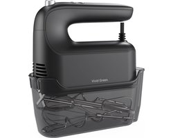 Handmixer 400W - 9 snelheden - Turbofunctie - Opberghouder - Deeghaken - Zwart - Vivid Green