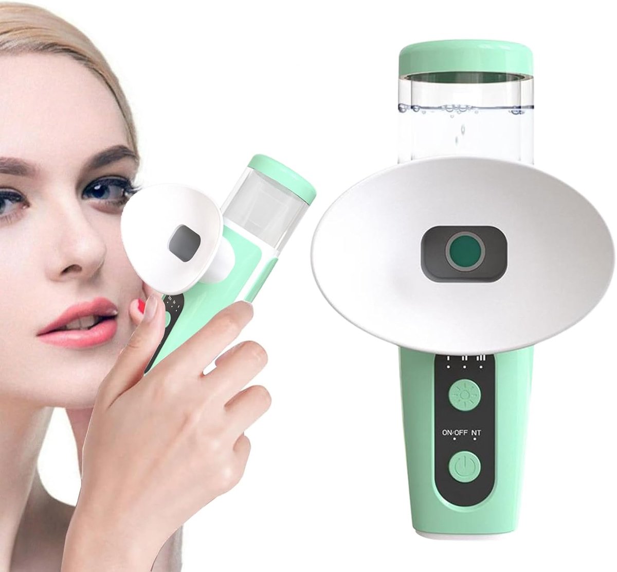Oogverzorging - Oogstoomapparaat - Droge ogen stoomapparaat - Verwarmde nano-oogspray - Verlichting van droge ogen - Gezichtsstomer - Oogverzorging - Draagbare hydraterende en verzachtende oogspray - Oplaadbaar via USB (groen)