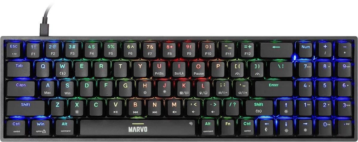 Marvo Shogo 78W Wireless – 75% Mechanisch Draadloos Gaming Toetsenbord, Tri-Mode (Bluetooth / 2.4GHz / USB-C), Hot-Swappable, Anti-Ghosting, Zwart