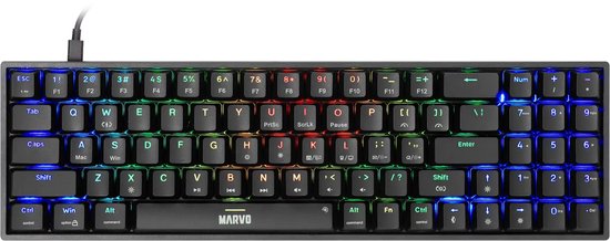 Marvo Shogo 78W Wireless – 75% Mechanisch Draadloos Gaming Toetsenbord, Tri-Mode (Bluetooth / 2.4GHz / USB-C), Hot-Swappable, Anti-Ghosting, Zwart