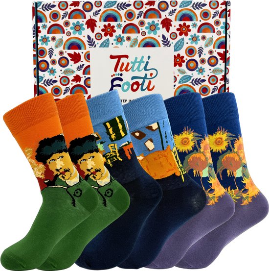 Tutti Footi - Van Gogh Sokken Set in geschenkverpakking - 3 paar Kunst Sokken maat 37-44 - Vincent van Gogh Schilderijen