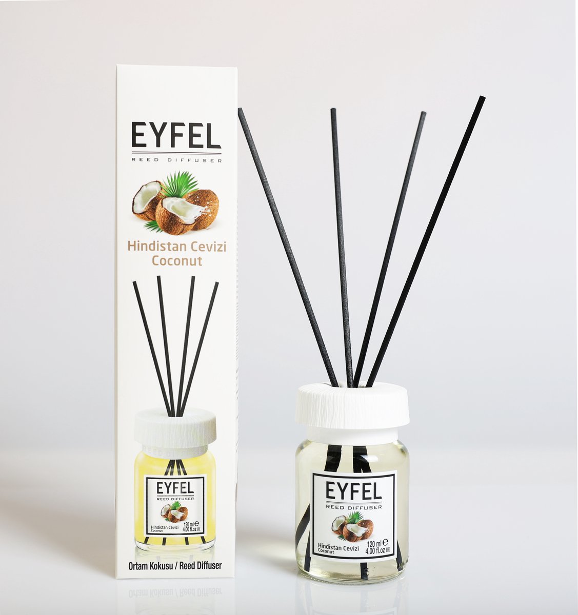 EYFEL - REED DIFFUSER - GEURSTOKJES - HUISPARFUM - COCONUT - 120ML