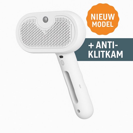 Brosse à vapeur pour chien et chat – Brosse de toilettage 2 en 1 avec peigne anti-emmêlement – ​​Douce pour la peau – Soin du pelage – Wit