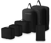 Innovaland - Packing Cubes - 6 Delige Set - Zwart - Koffer Organizer Set - Bagage Organizers - Backpack - Reiszakken Voor Koffer - Cube - Compression Cubes - Compressie Ritsen