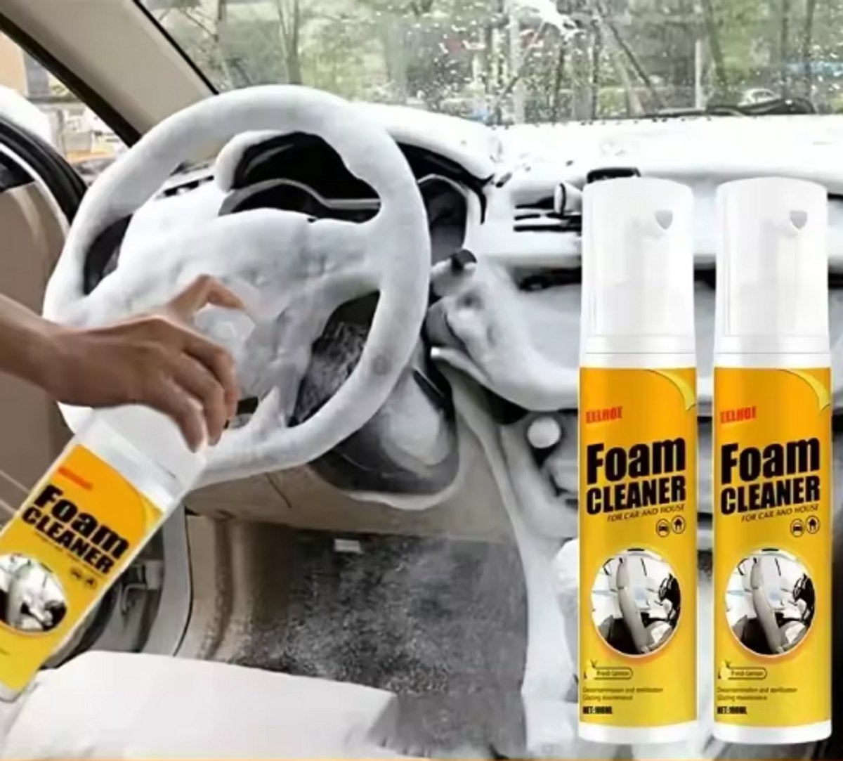 TLVX 2 stuks Bekleding reiniger 150ml / Schuim reiniger / Vlekken reinigen / Interieur reiniger / Foam cleaner / 300ml / Auto schoonmaak / Citroen Geur / Auto interieur reiniger / vlekken verwijderen bankstel / Auto stoel schoonmaken / Effectief!