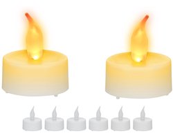 Doodadeals® - Theelichtjes op Batterijen – Waxinelichtjes LED – 4,5 x 3,5 cm – Wit – Set van 8