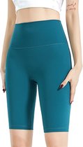 Shorts de Yoga - Leggings courts - Shorts - Pantalons courts femme - Shorts femme - Leggings de sport femme - Taille haute - Shapewear femme - Pantalons de sport femme - Pantalons de sports et Leggings de sport - Bleu de Prusse - L