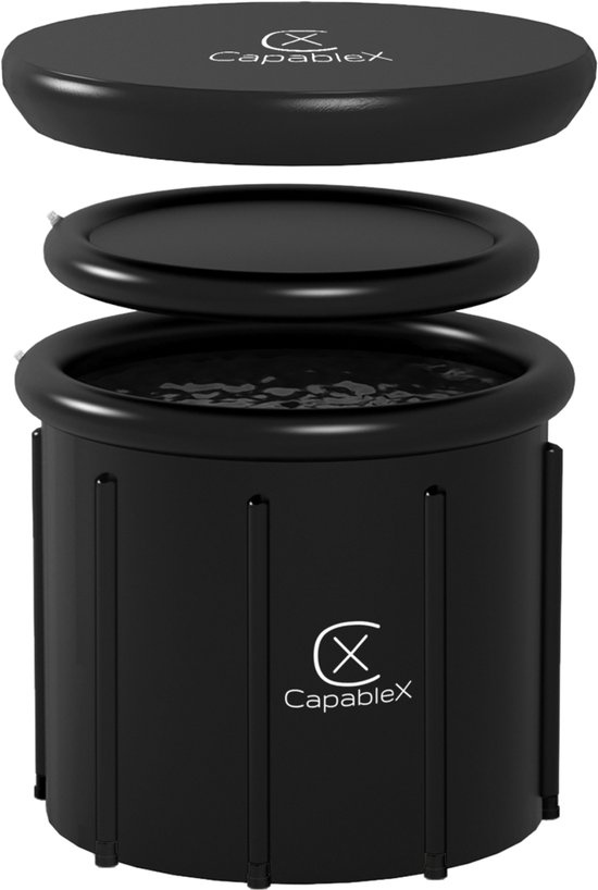 IJsbad CapableX 85 cm - 420 liter XXL - Met isolerende afdekhoes - Dompelbad - Wim Hof methode - Opblaasbaar Zitbad - IJsbad starter pack - Ice Bath - Dompelbad - Opvouwbaar & Inklapbaar ijsbad -