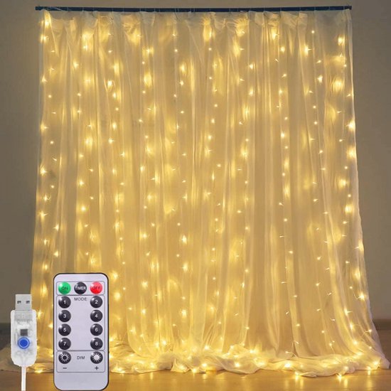 Foto: Led lichtgordijn wit 2025 met haak led gordijn kerst usb led gordijn lichtjes led gordijn 3x3 m 300 leds