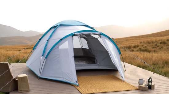 Dutchers® Pop-Up Tent - 3 Personen – Automatische Tent voor Kamperen, Reizen, Strand & Hiking - Campingtent - Kampeertent - Koepeltent – UPF 50+ - UV Bestendig – Waterdicht & Ventilerend – Inclusief Draagtas, Haringen & Touwen - Grijs