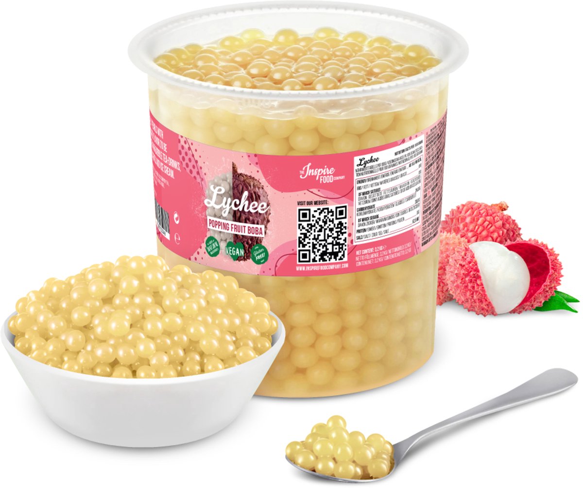 Inspire Food Company - Bubble tea - Bubble Tea Parels - Popping Boba Pearls - Popping Fruitparels - Lychee - 3.2 KG