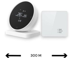 Draadloze thermostaat | Wifi | Touchscreen bediening | Opbouwmontage | CV installatie | Tuya Smart Life | Spraakbesturing Google Alexa | Wit