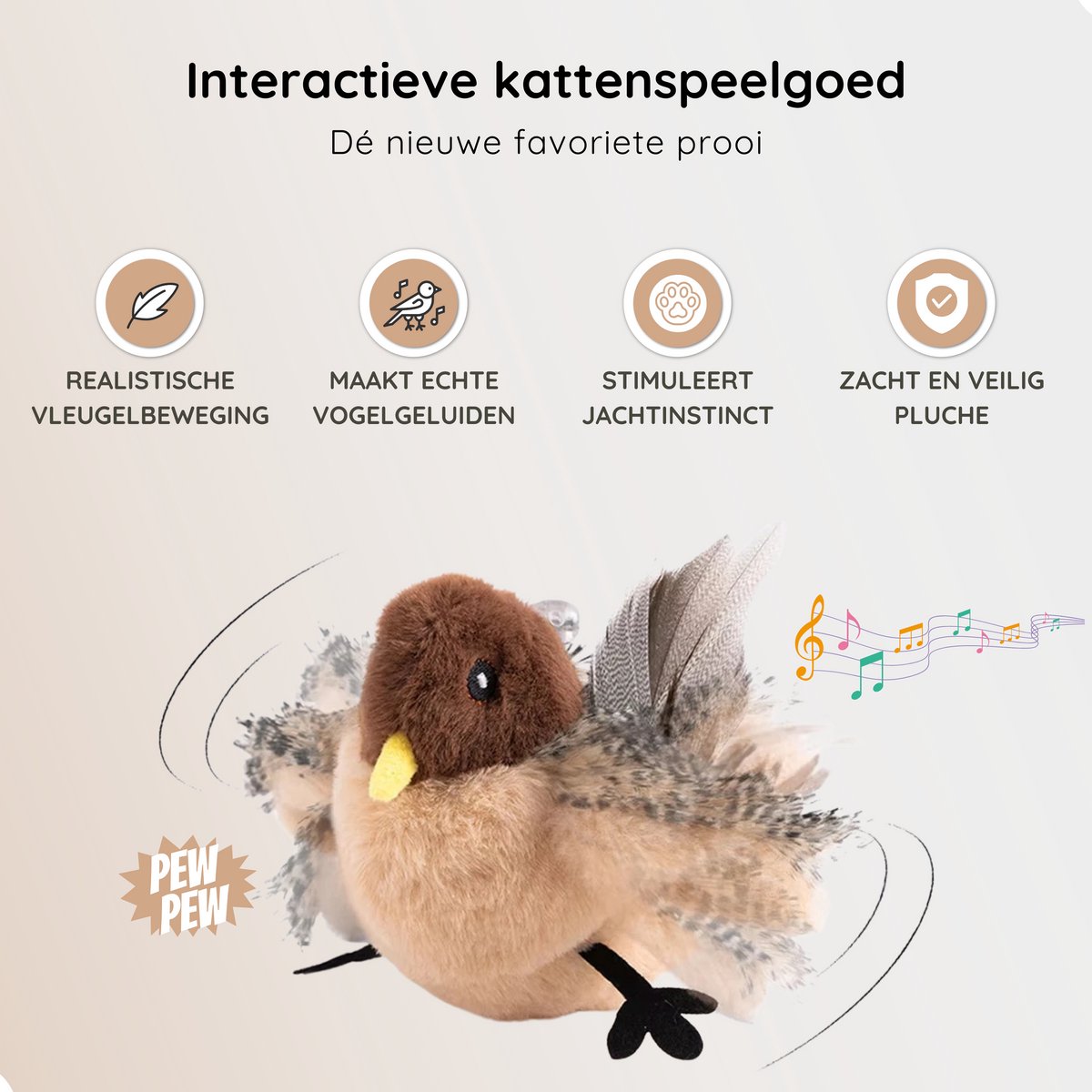 Geschikt voor Kattenspeelgoed, Flapping Wings Mus, Niet Vliegen